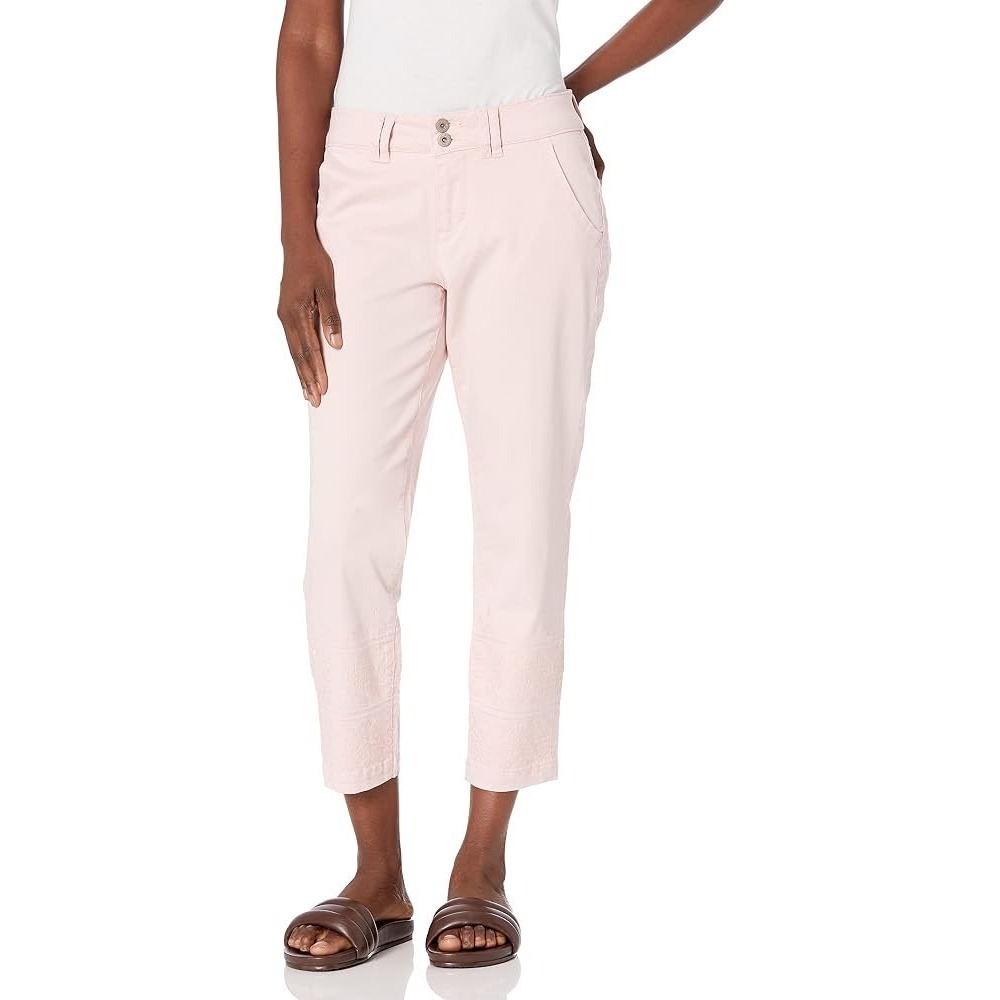 Jag Jeans Womens Classic Fit Embroidered Crop Pants Pink Size 0/25 New